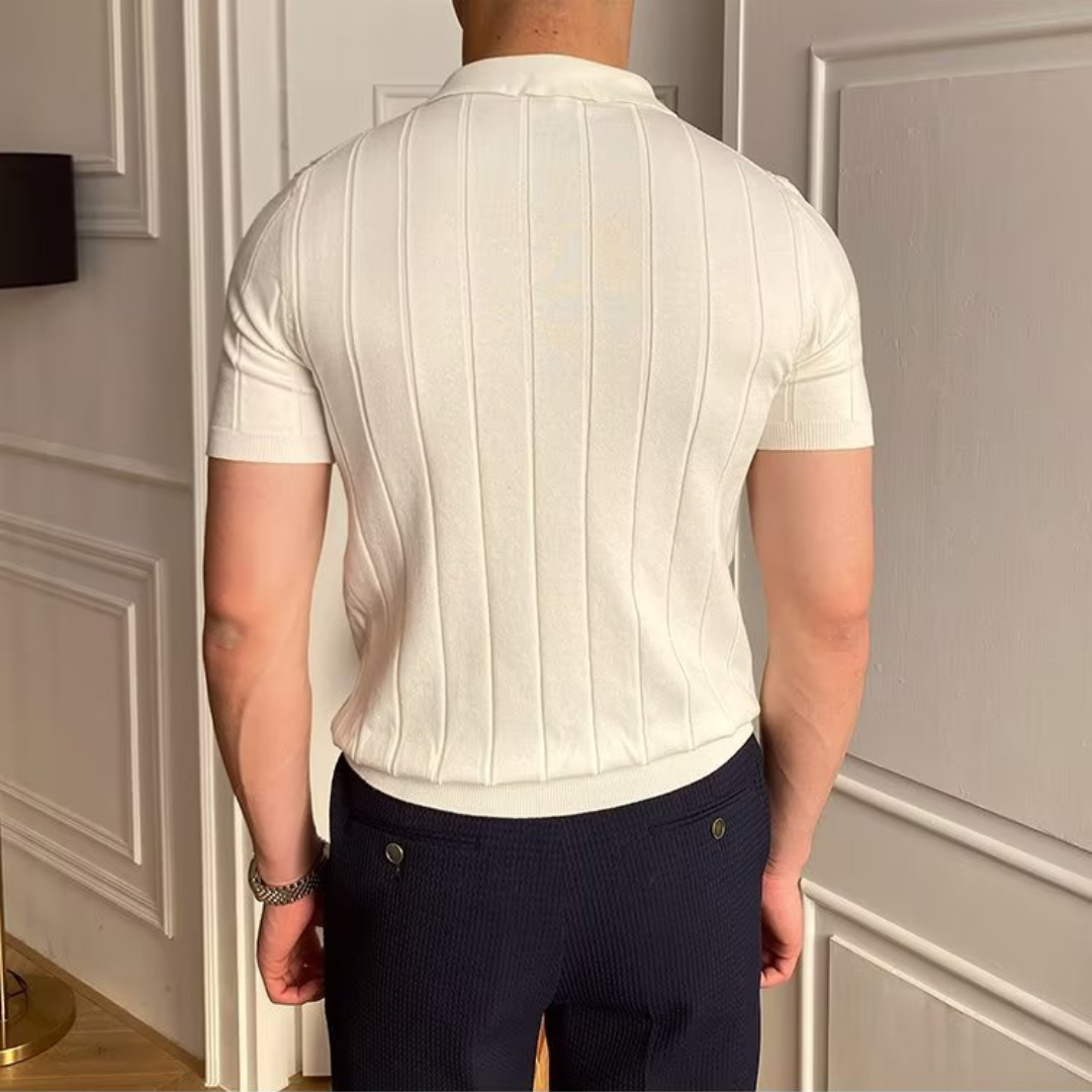 Polo da uomo in cotone a coste manica corta comoda casual alla moda