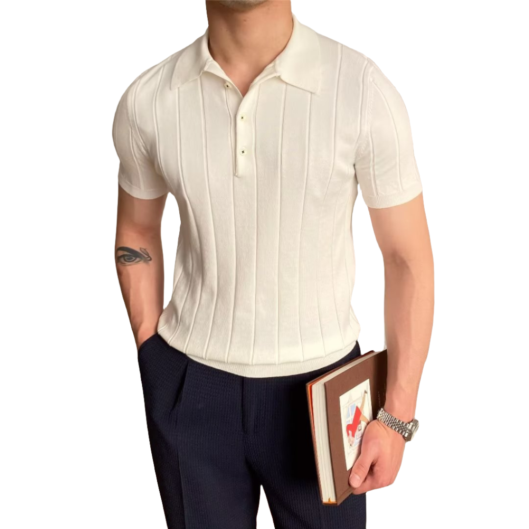 Polo da uomo in cotone a coste manica corta comoda casual alla moda