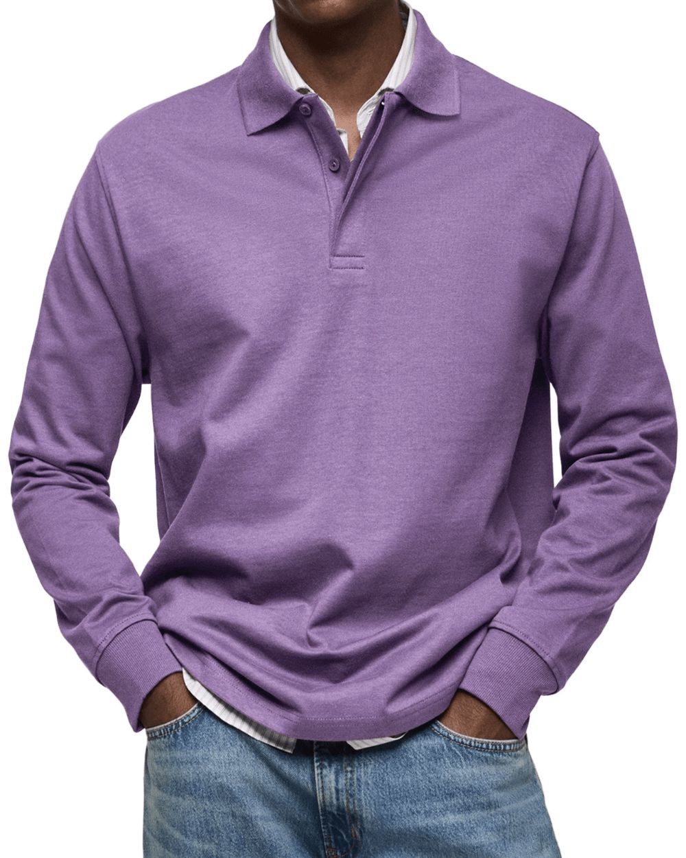 Langærmet poloshirt til mænd – blød, smart-casual strik til overgangsperioder