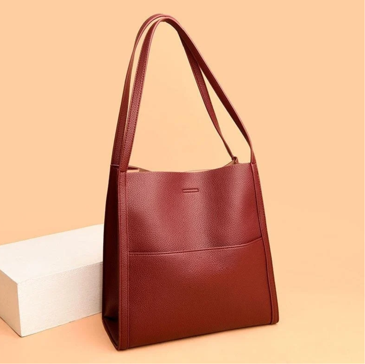 Women’s Textured Shoulder Tote Bag with Organizer Pocket