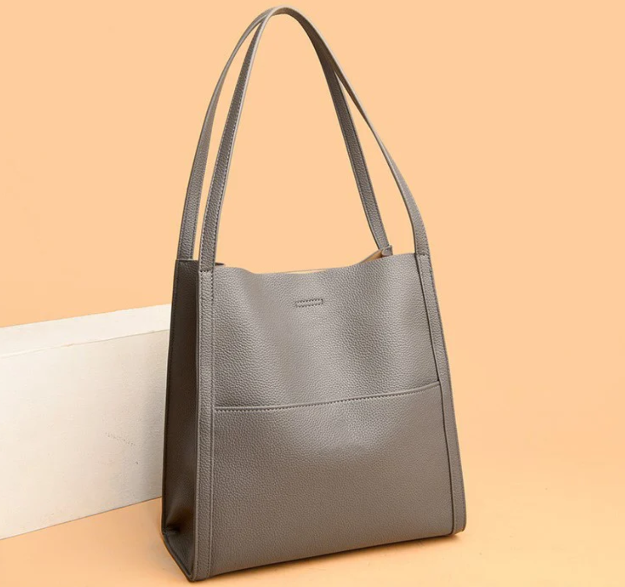 Women’s Textured Shoulder Tote Bag with Organizer Pocket