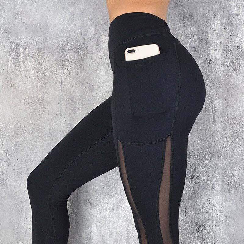 Dámské legíny do posilovny s vysokým pasem a kompresí – elastické sportovní oblečení s boční kapsou