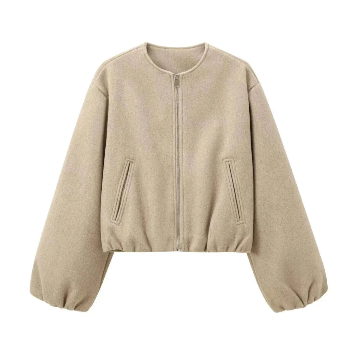 Women’s Cropped Bomber Jacket – Relaxed Zip-Up Layer for Transitional Weather