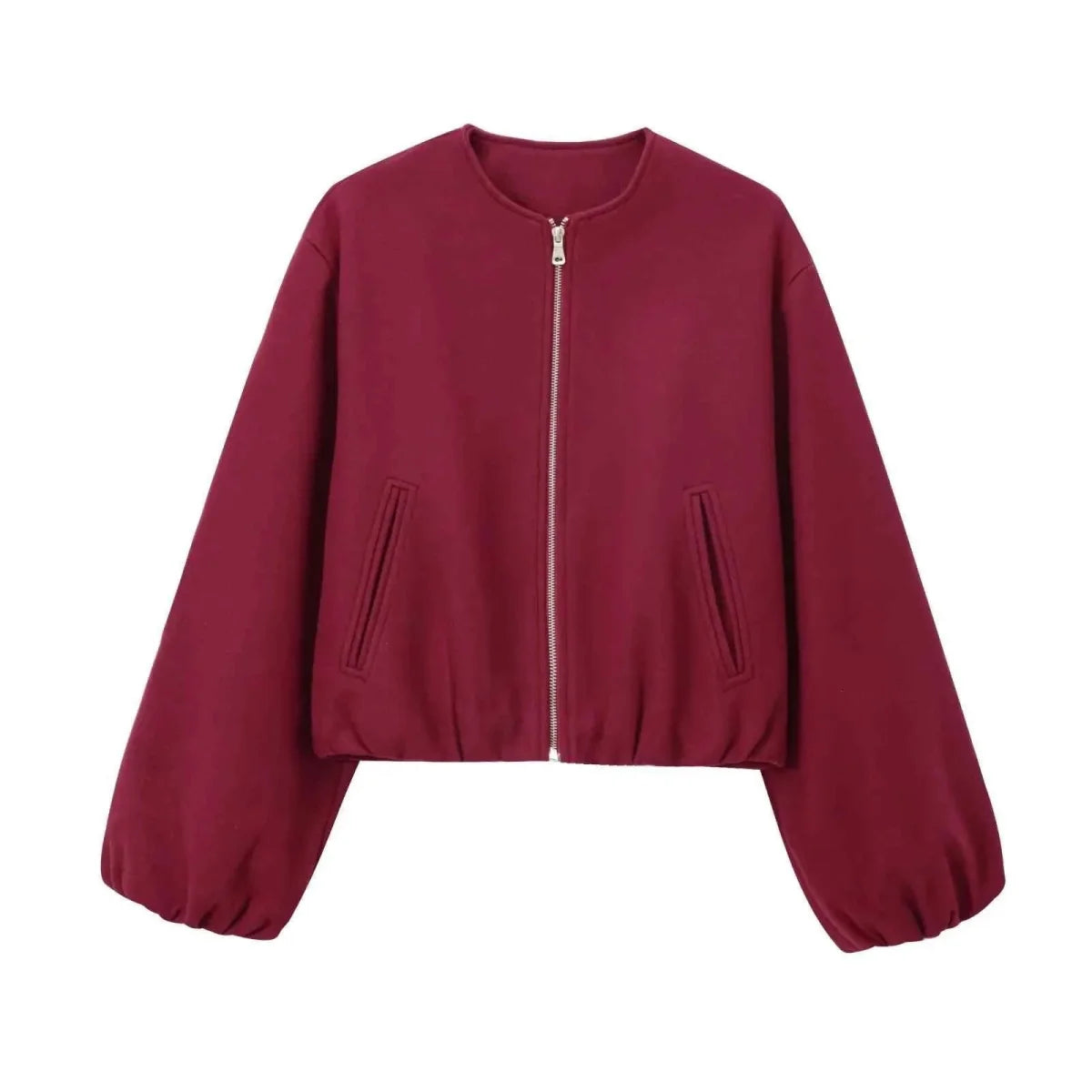 Women’s Cropped Bomber Jacket – Relaxed Zip-Up Layer for Transitional Weather