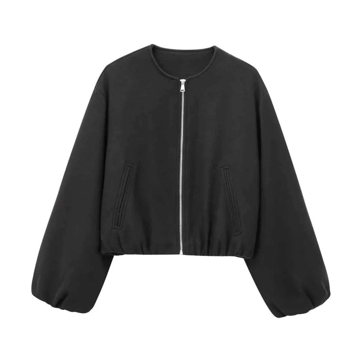 Women’s Cropped Bomber Jacket – Relaxed Zip-Up Layer for Transitional Weather