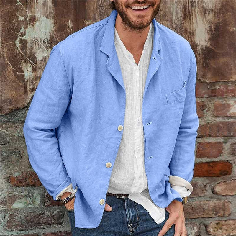 Blazer casual para hombre ligero con solapa de muesca texturizada