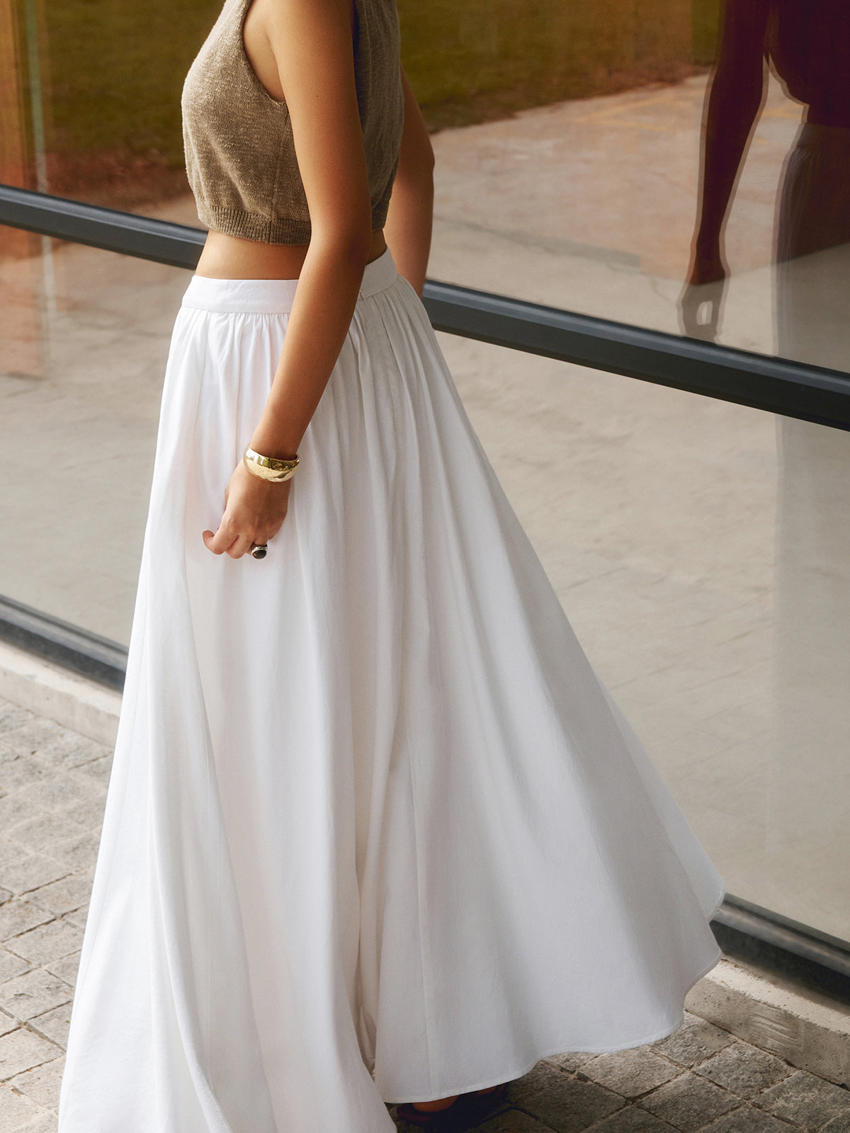Gonna lunga plissettata a vita alta da donna Elegante per occasioni estive