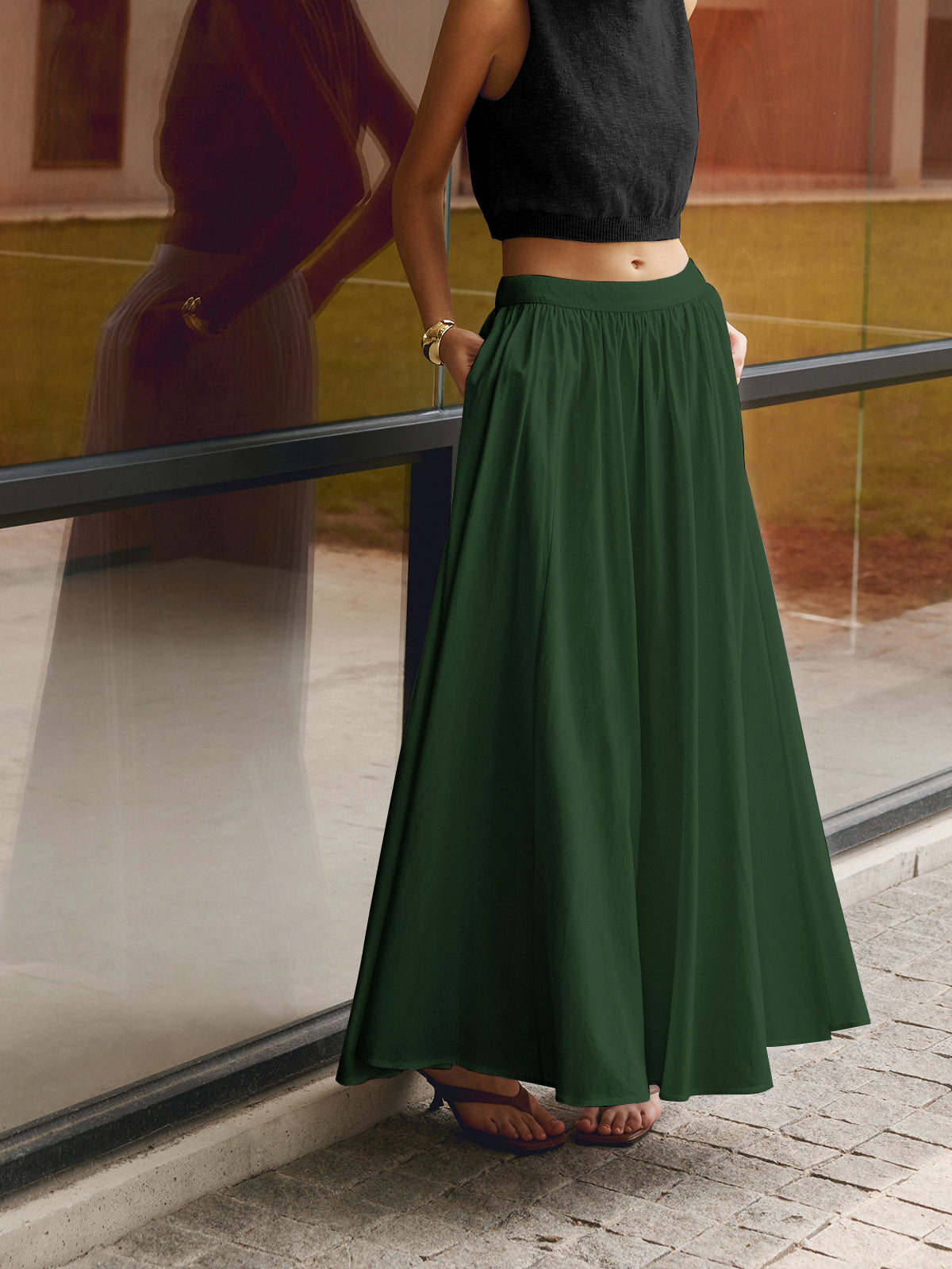 Gonna lunga plissettata a vita alta da donna Elegante per occasioni estive