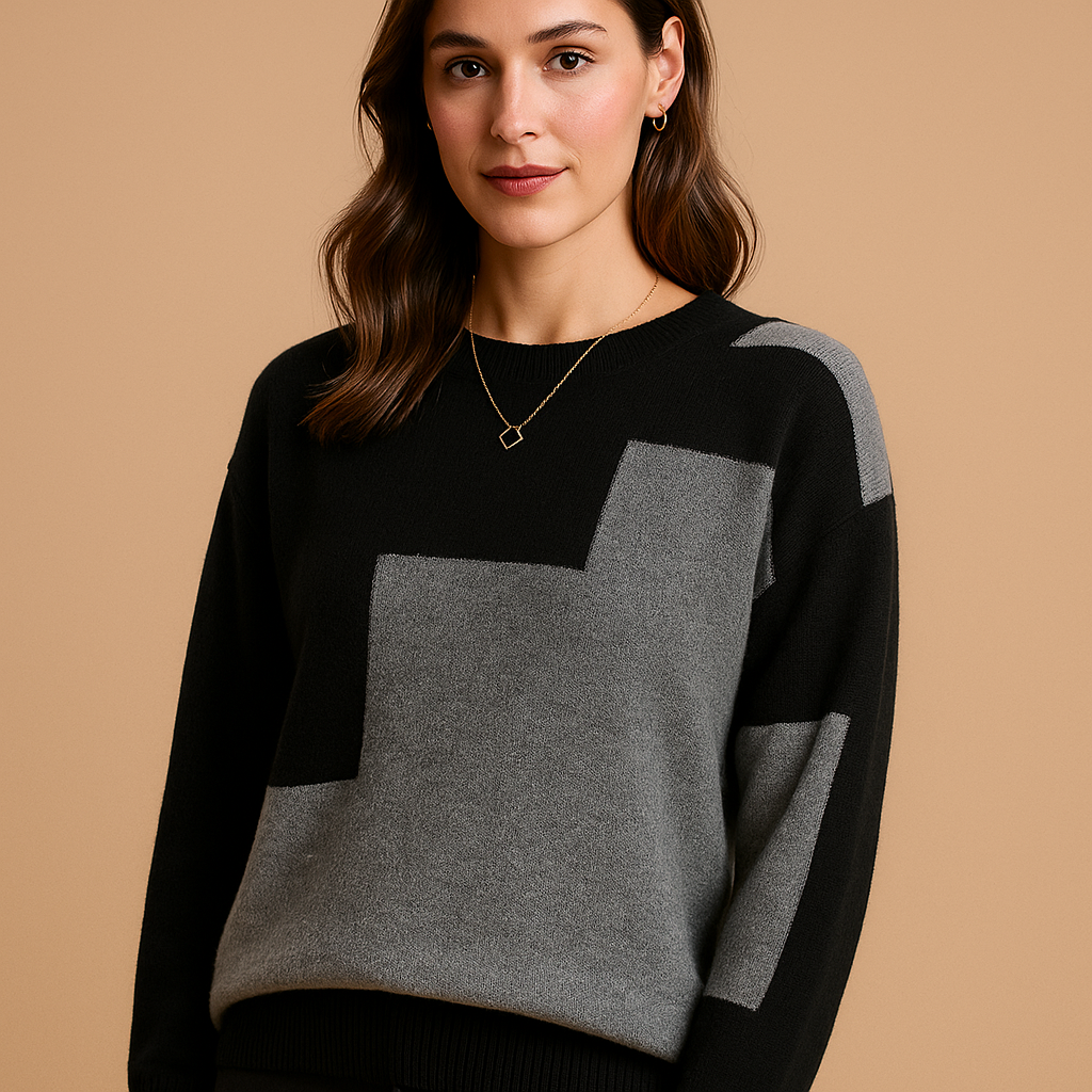Bedruckter Strickpullover für Damen – Legere Rundhals-Ergänzung für lässige Kleidung im Herbst und Winter