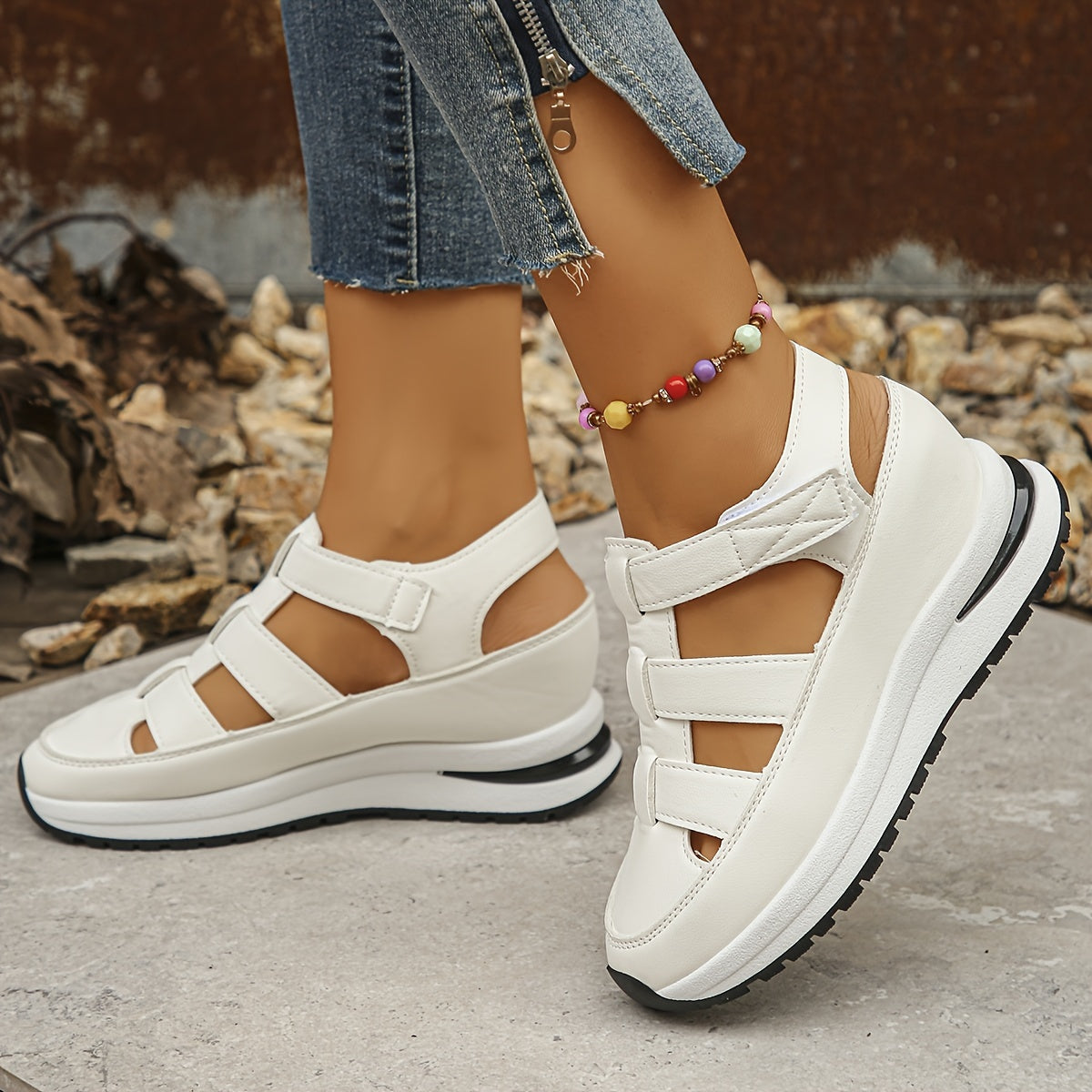 Sandali con Zeppa da Donna con Plantare Morbido Punta Tonda Scarpe Casual Estive Comode per Tutti i Giorni