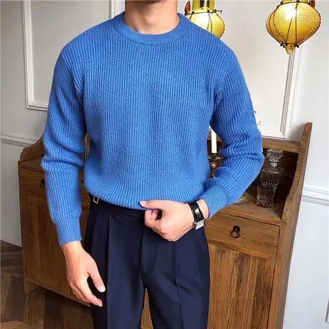 Men’s Ribbed Crew-Neck Sweater – Refined Everyday Knit for Smart Casual Wear