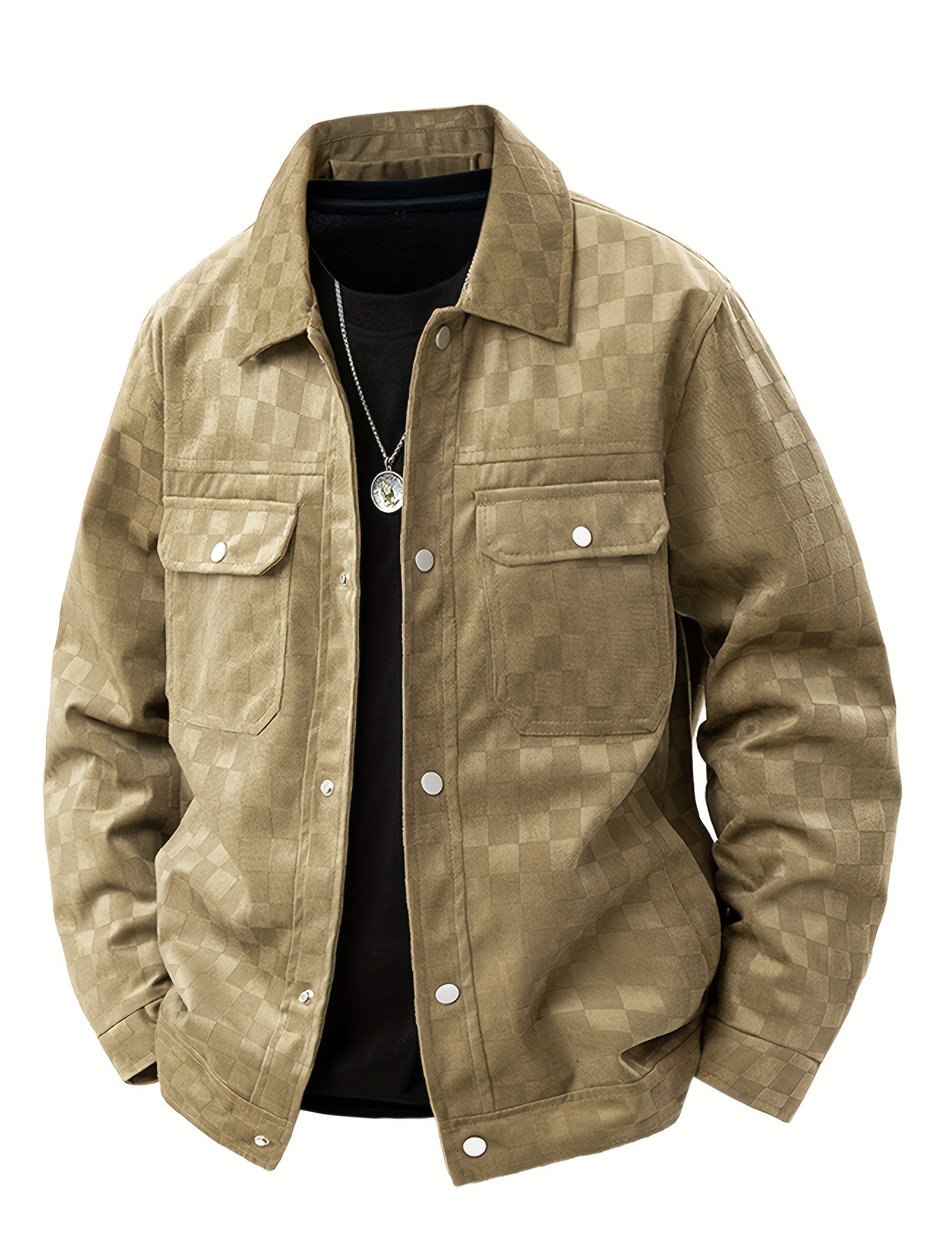Chaqueta utilitaria para hombre con botones a presión estampados y bolsillos en el pecho