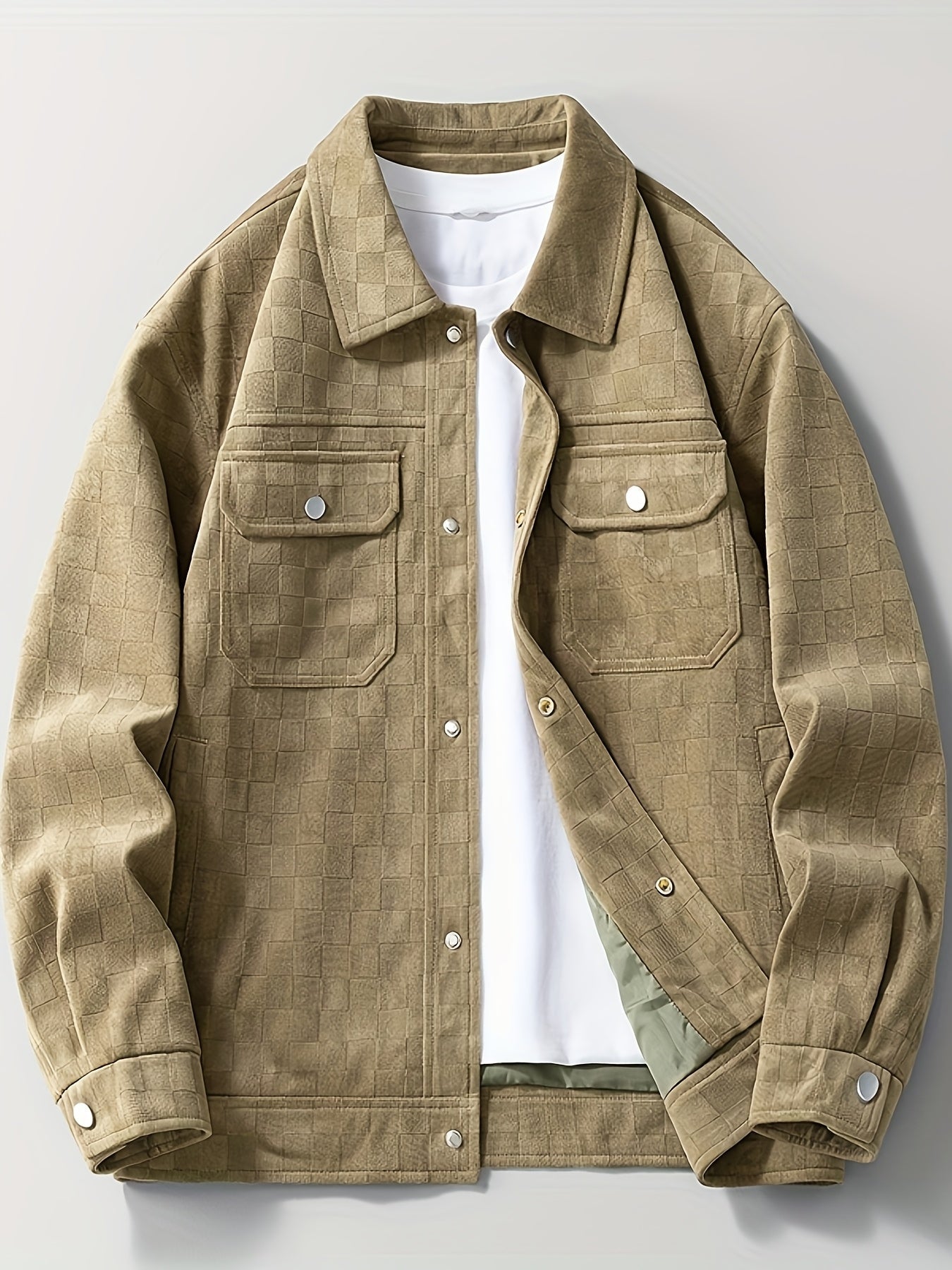 Chaqueta utilitaria para hombre con botones a presión estampados y bolsillos en el pecho