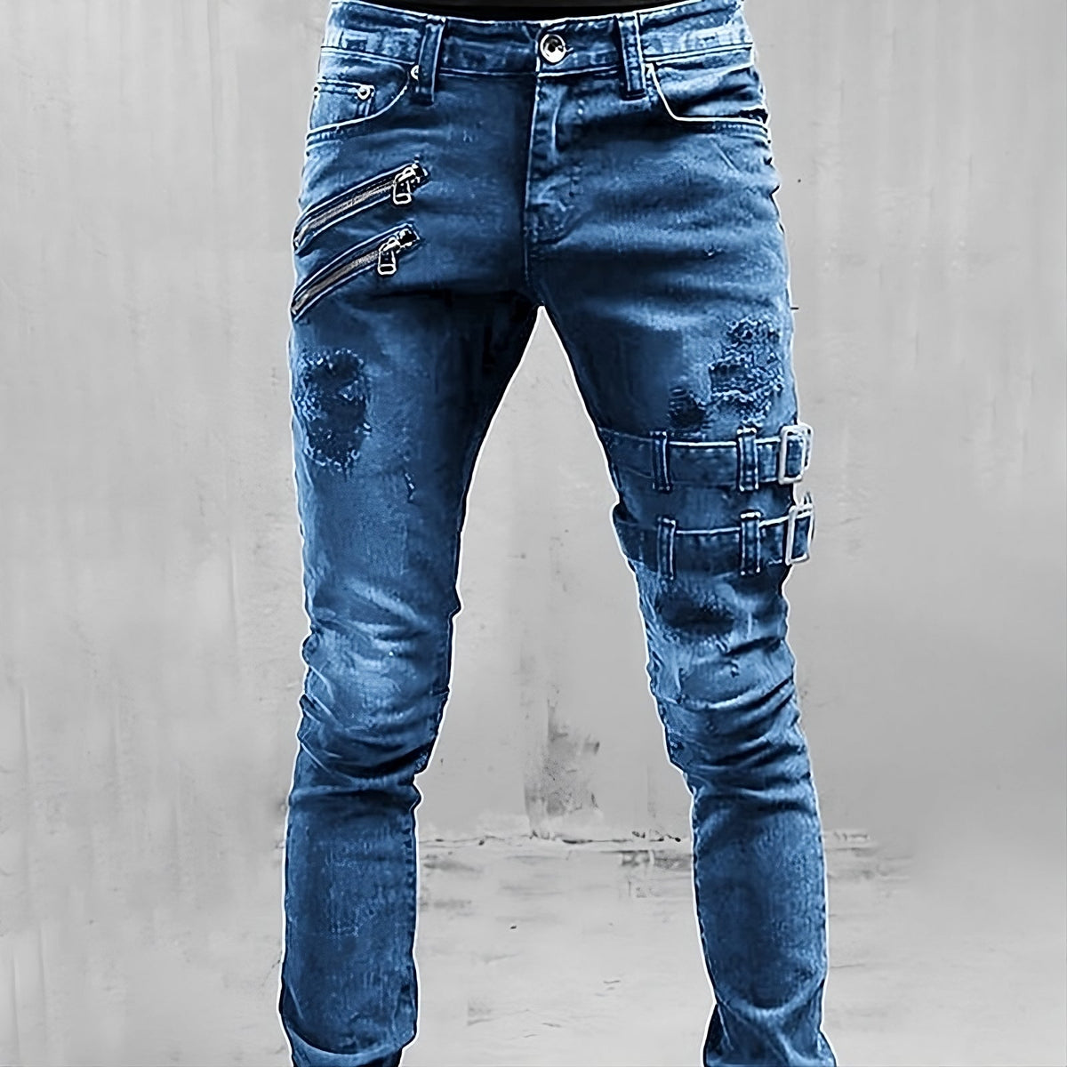 Slim-Fit-Stretchjeans für Herren - lässige Utility-Hose mit Used-Look für Alltag und Streetwear