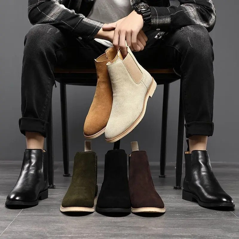Men’s Suede Footwear Classic Slip Boots On Ankle Style for Casual and Smart-Casual Wear