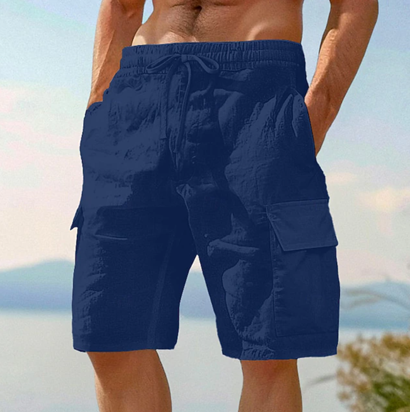 Calções Cargo Utilitários de Homem com Cordão e Bolsos com Aba