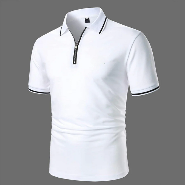 Pánské polo tričko s krátkým rukávem a zipem, ležérní, smart-casual, prodyšné bavlněné tričko