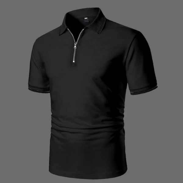 Pánské polo tričko s krátkým rukávem a zipem, ležérní, smart-casual, prodyšné bavlněné tričko