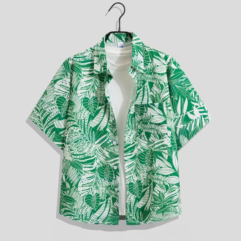 Men’s Printed Short-Sleeve Shirt – Relaxed Summer Button-Up for Holidays and Beach Days