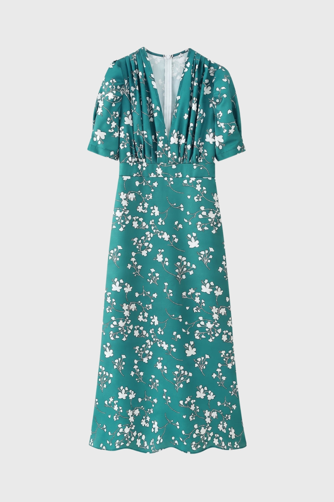 Vestito da donna stampato con scollo a V midi e dettaglio in vita