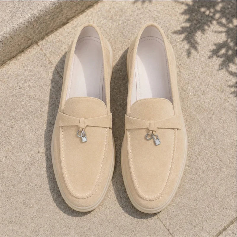 Pantofi loafer texturati pentru femei, cu platformă elegantă și slip-on