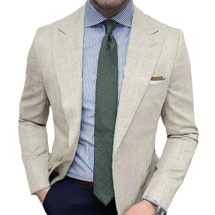 Men’s Modern Slim-Fit Blazer – Single-Breasted Tailored Jacket with Notch Lapels and Refined Pockets