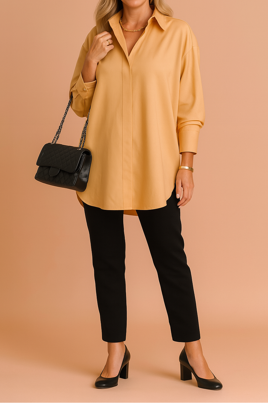 Chemise longue oversize pour femme – Tunique boutonnée décontractée avec col classique, pour le bureau et les tenues chic décontractées
