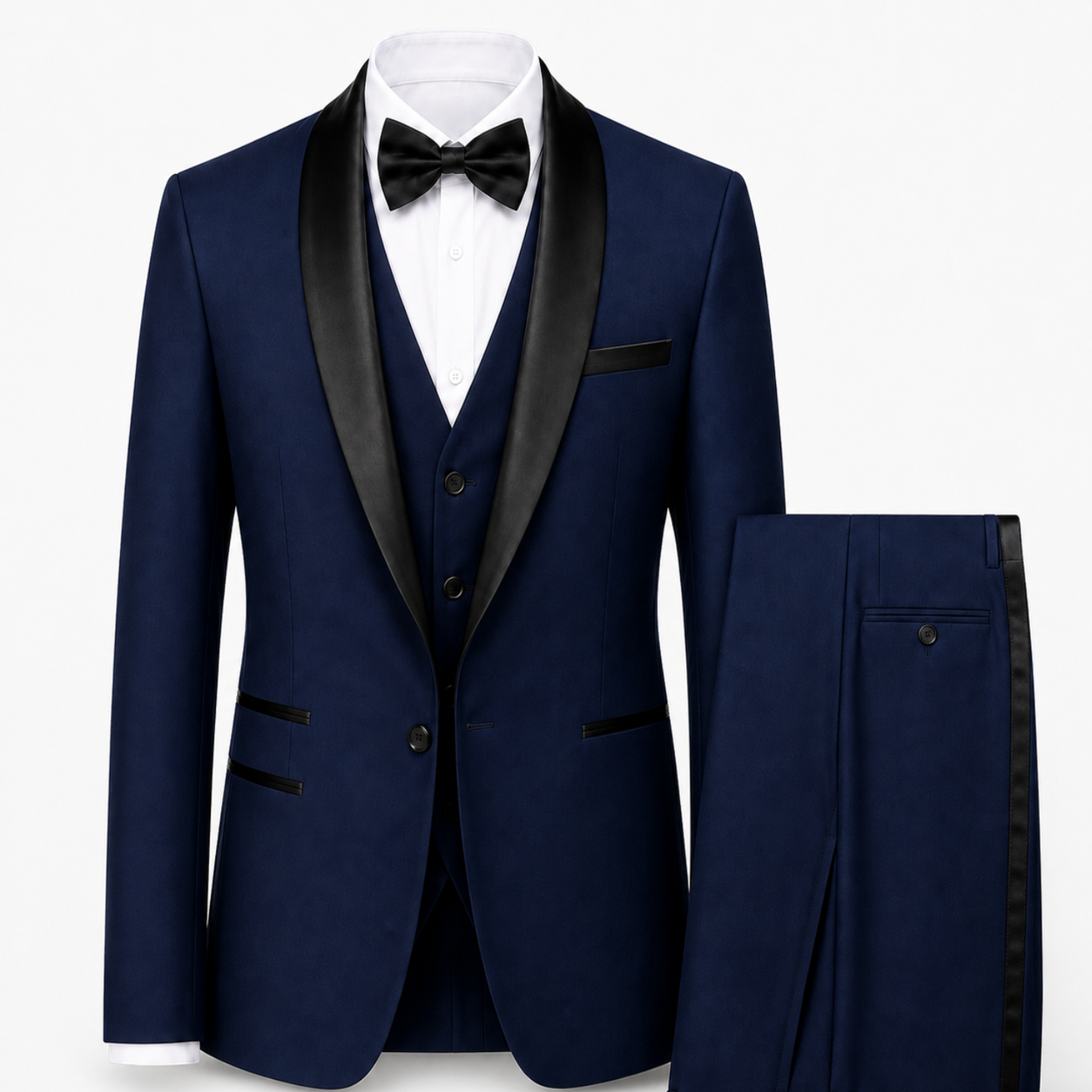 Men’s Slim Fit Three-Piece Tuxedo – Shawl Collar Evening Suit for Weddings and Formal Events