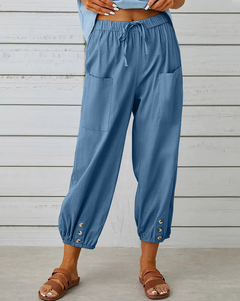 Pantalones holgados de talle alto para mujer, cómodos, de ajuste relajado, transpirables, casuales y versátiles para el día a día