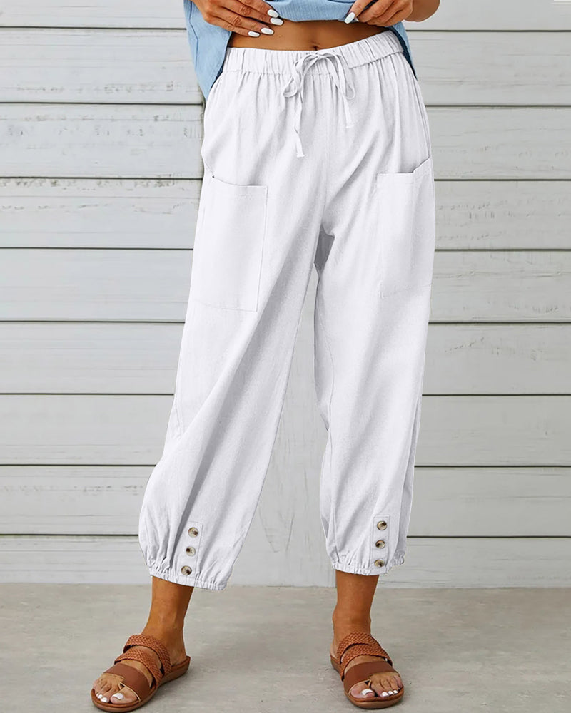 Pantalones holgados de talle alto para mujer, cómodos, de ajuste relajado, transpirables, casuales y versátiles para el día a día