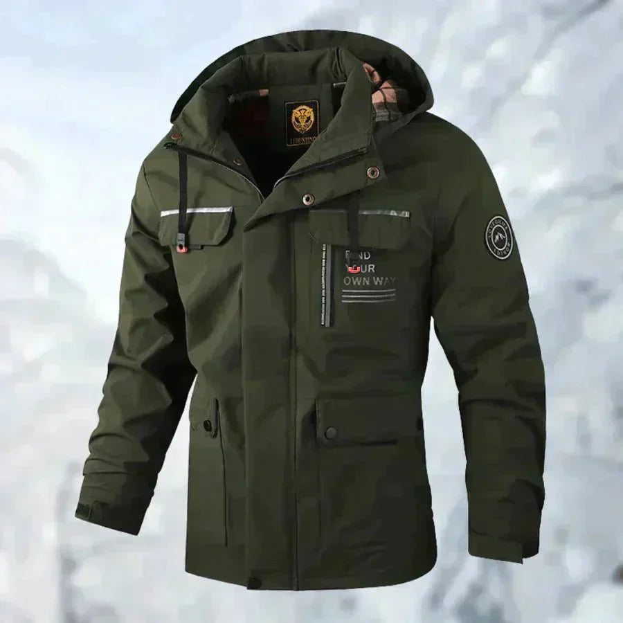 Vandtæt vinterparka til mænd med hætte – foret lag med flere praktiske lommer til brug i koldt vejr
