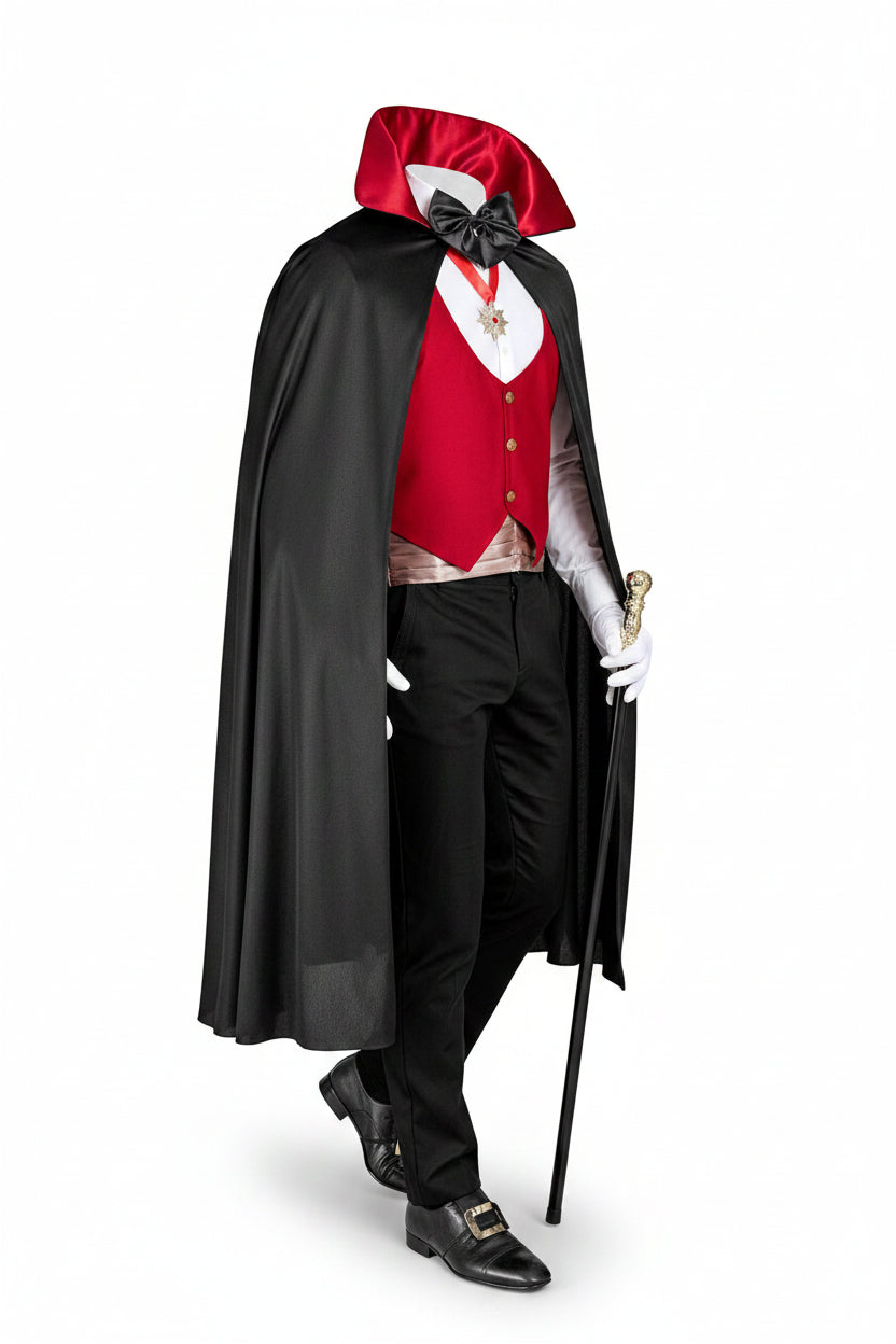 Miesten vampyyriliivi, viitta ja asusteet – halloween-asu
