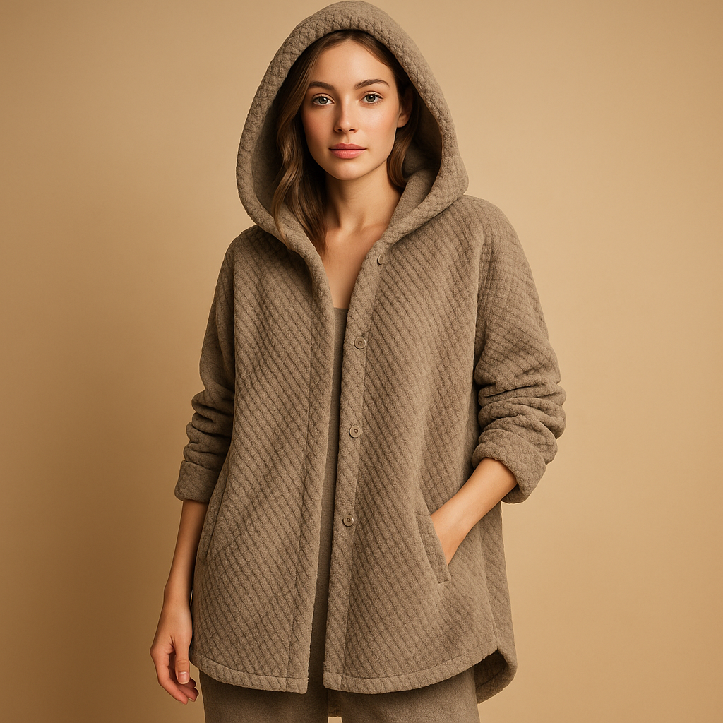 Women’s Reversible Hooded Fleece Jacket – Soft Relaxed Layer for Autumn and Winter Casual Wear