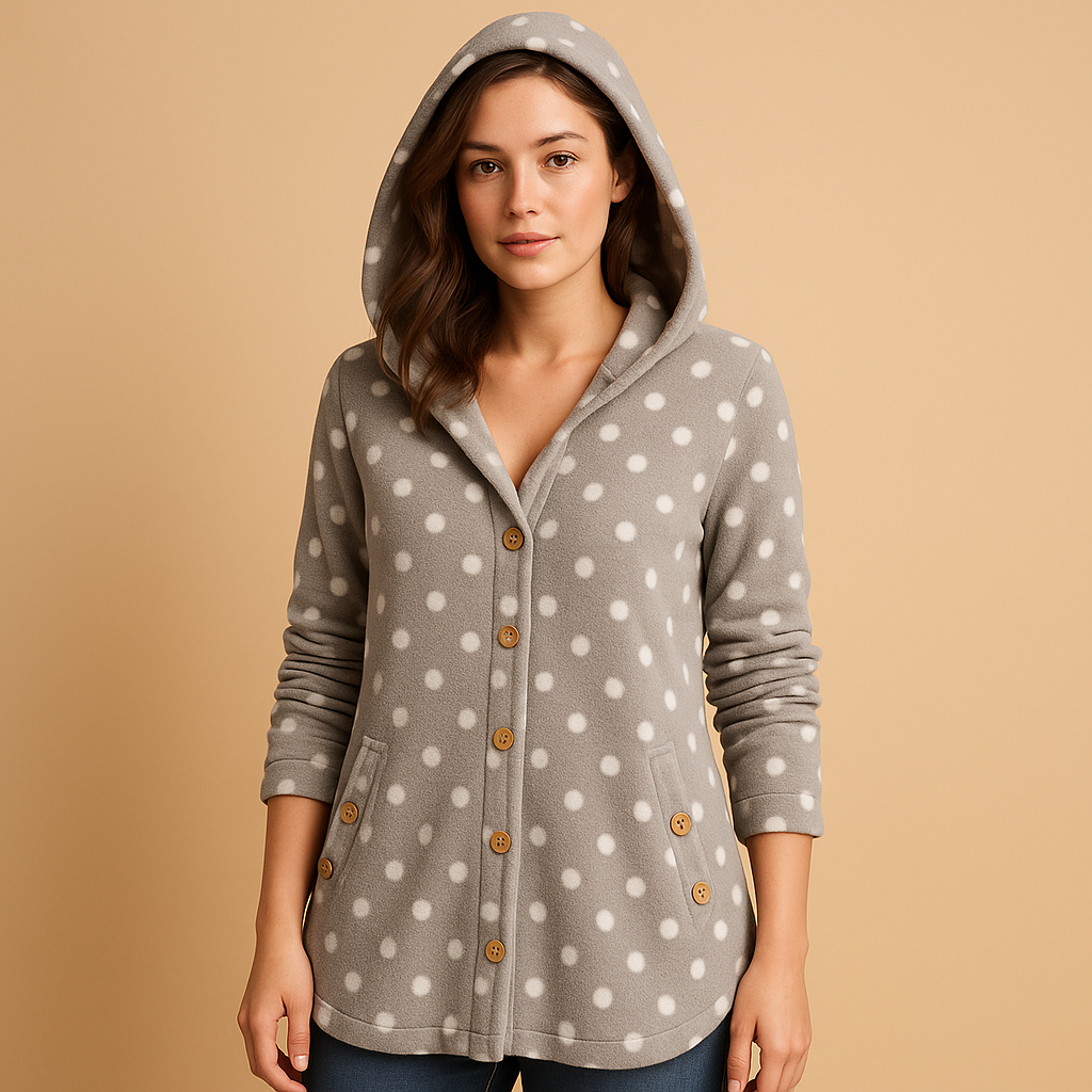 Women’s Reversible Hooded Fleece Jacket – Soft Relaxed Layer for Autumn and Winter Casual Wear