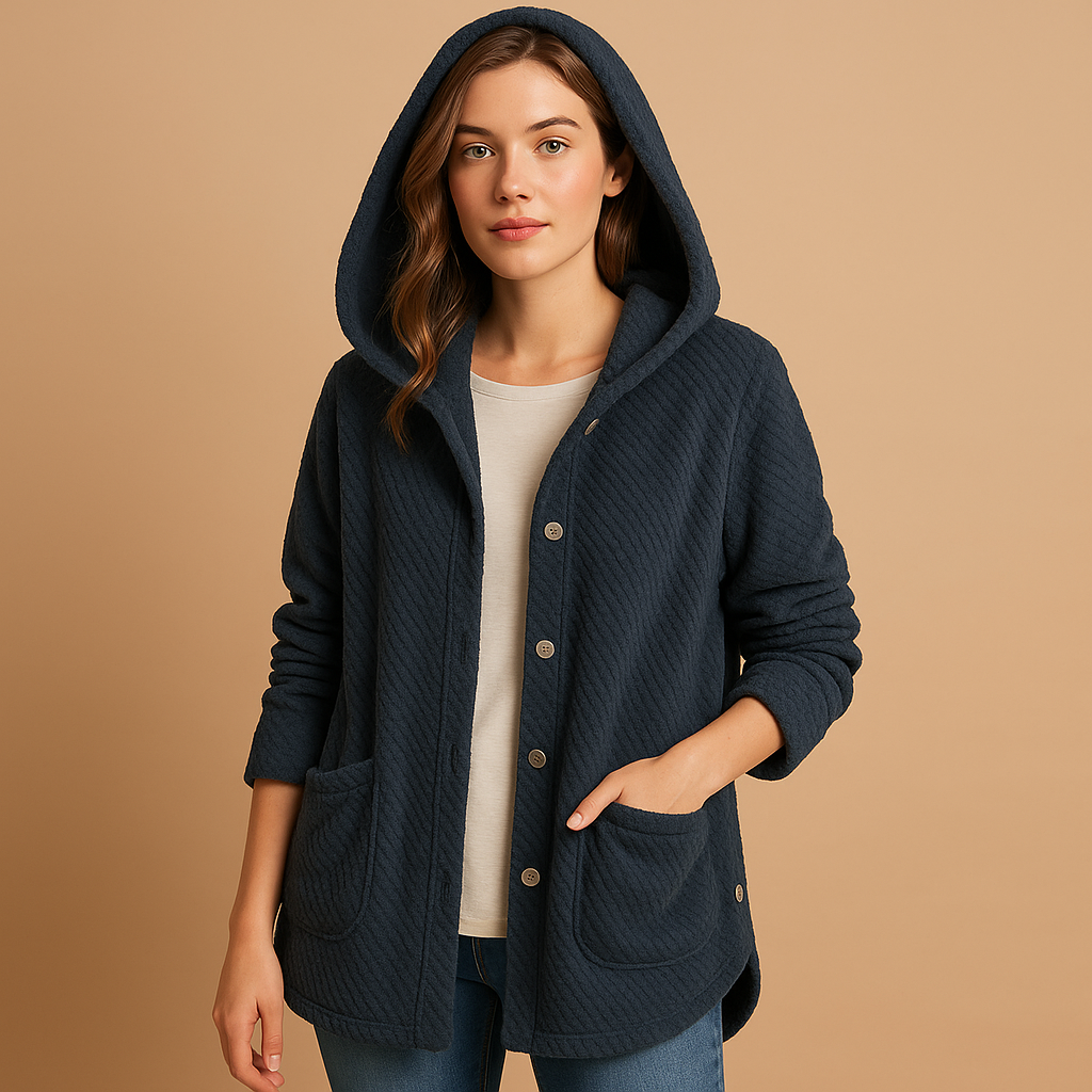 Women’s Reversible Hooded Fleece Jacket – Soft Relaxed Layer for Autumn and Winter Casual Wear