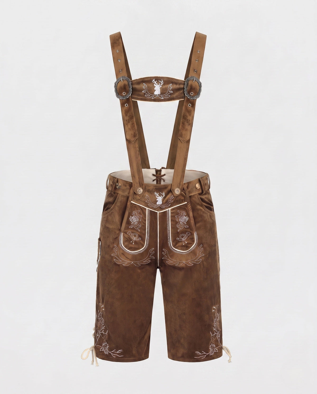 Pantaloncini lederhosen tradizionali ricamati da donna – Pantaloni folkloristici effetto pelle con bretelle regolabili per Oktoberfest, festival, celebrazioni culturali e occasioni ispirate alla tradizione