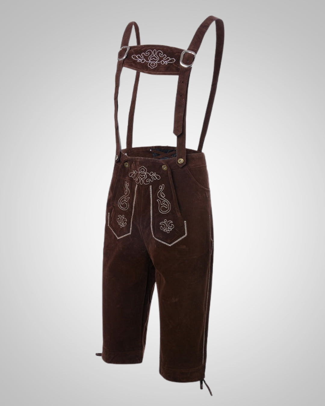 Men’s Traditional Embroidered Lederhosen Shorts – Knee-Length Folk Trousers with Adjustable Suspenders for Oktoberfest Festivals Cultural Celebrations and Heritage-Inspired Occasion Wear