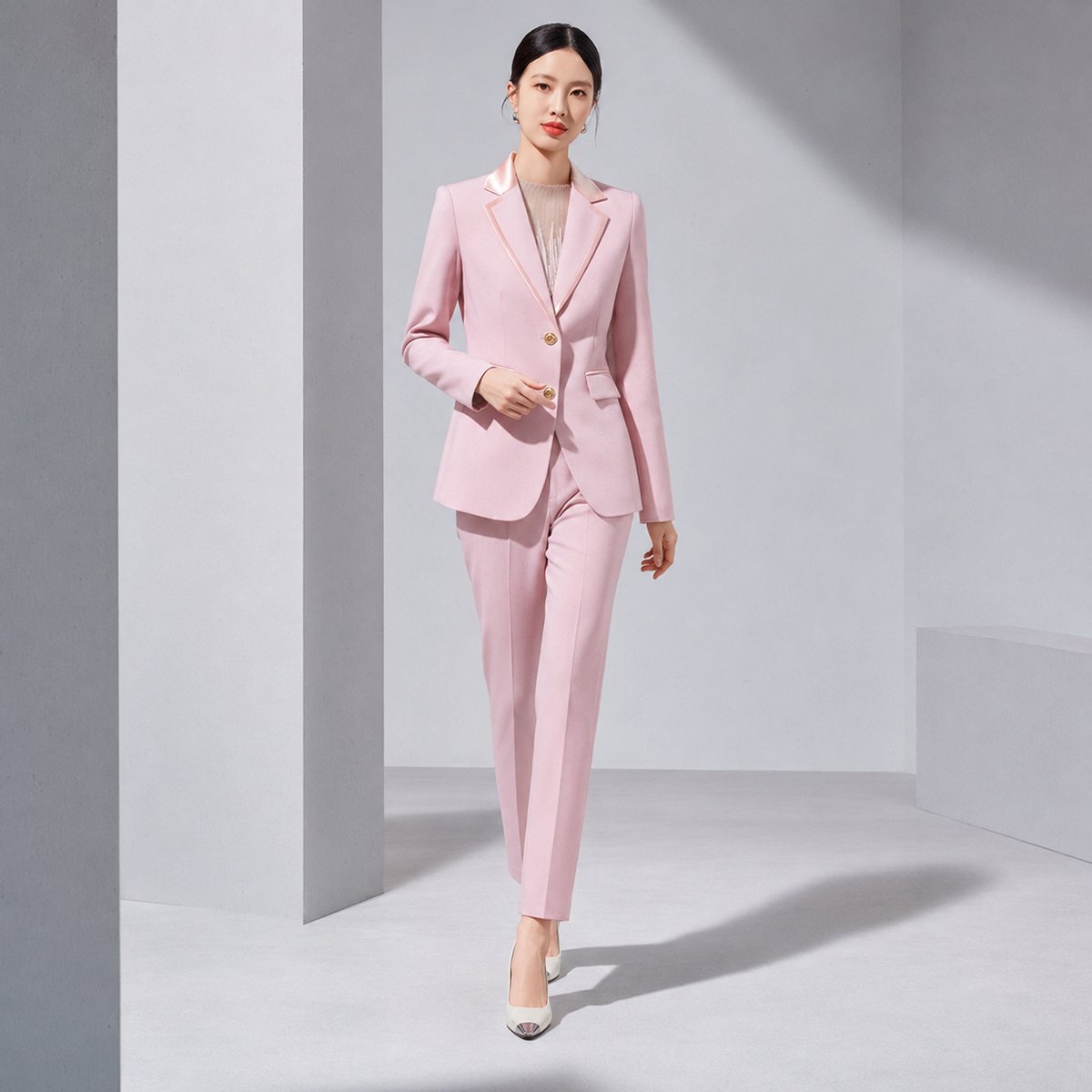 Ensemble blazer et pantalon ajustés pour femme - tailleur structuré deux pièces pour le bureau, les affaires, les événements formels et les tenues chic décontractées