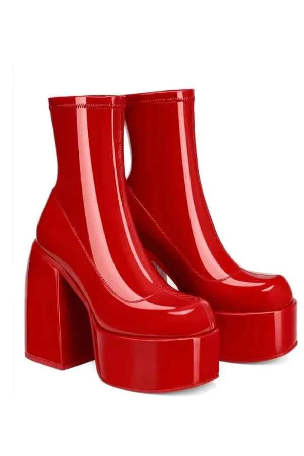 Botins de plataforma femininos - botins com sola alta e salto grosso de bloco para um visual marcante na cidade e à noite