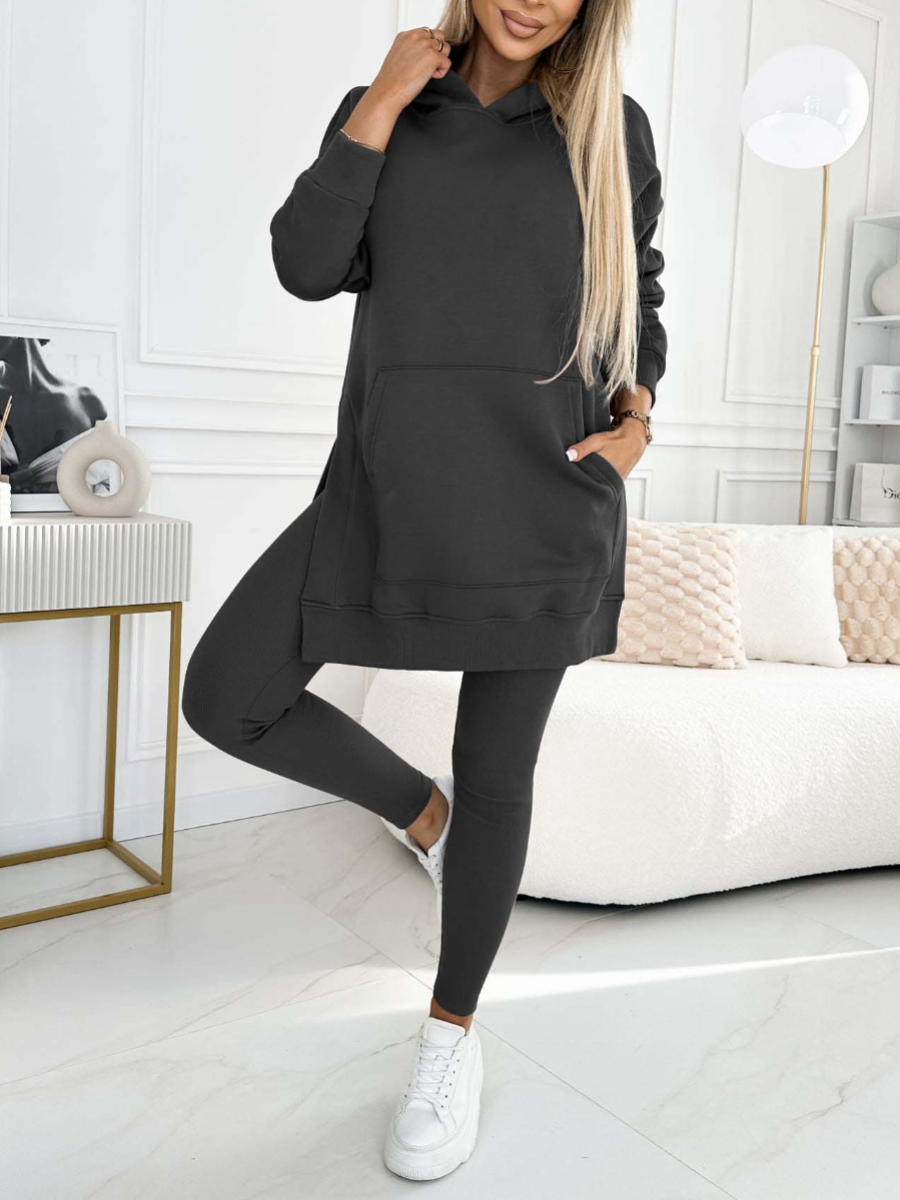 Women’s Longline Hoodie and Leggings Set – Relaxed Two-Piece Outfit for Everyday Comfort