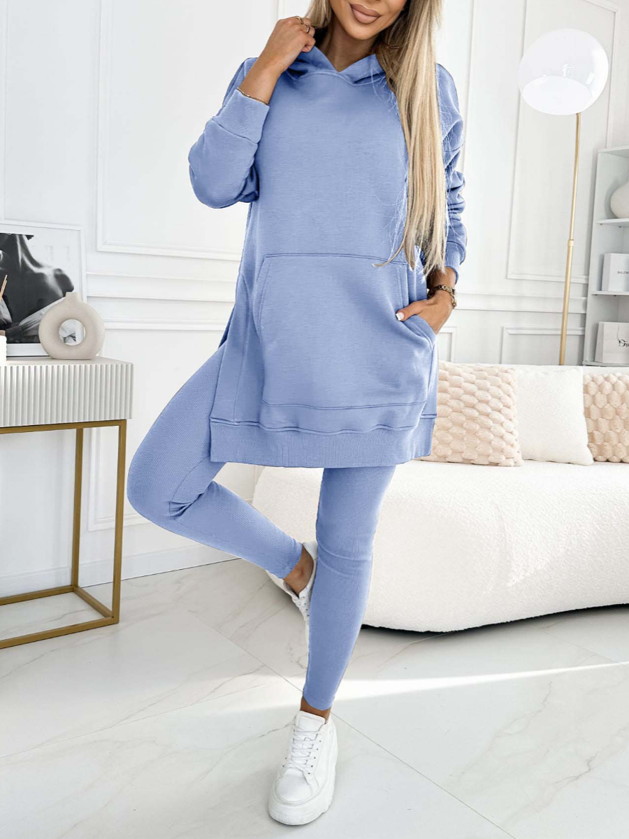 Women’s Longline Hoodie and Leggings Set – Relaxed Two-Piece Outfit for Everyday Comfort