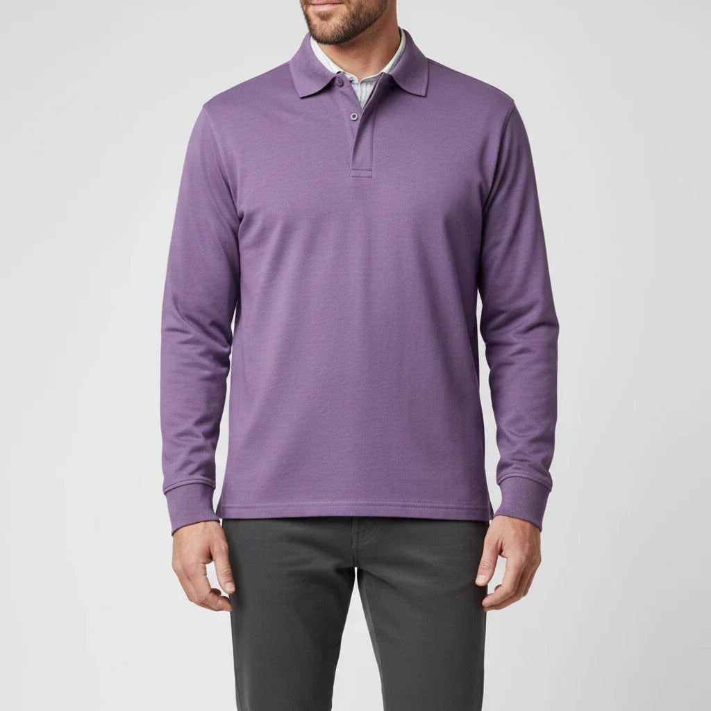 Men’s Long-Sleeve Polo Shirt – Smart Casual Top for Daily and Office Wear
