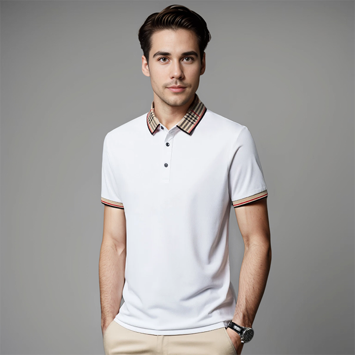Pánské polo tričko s kontrastním límcem v elegantním smart casual stylu