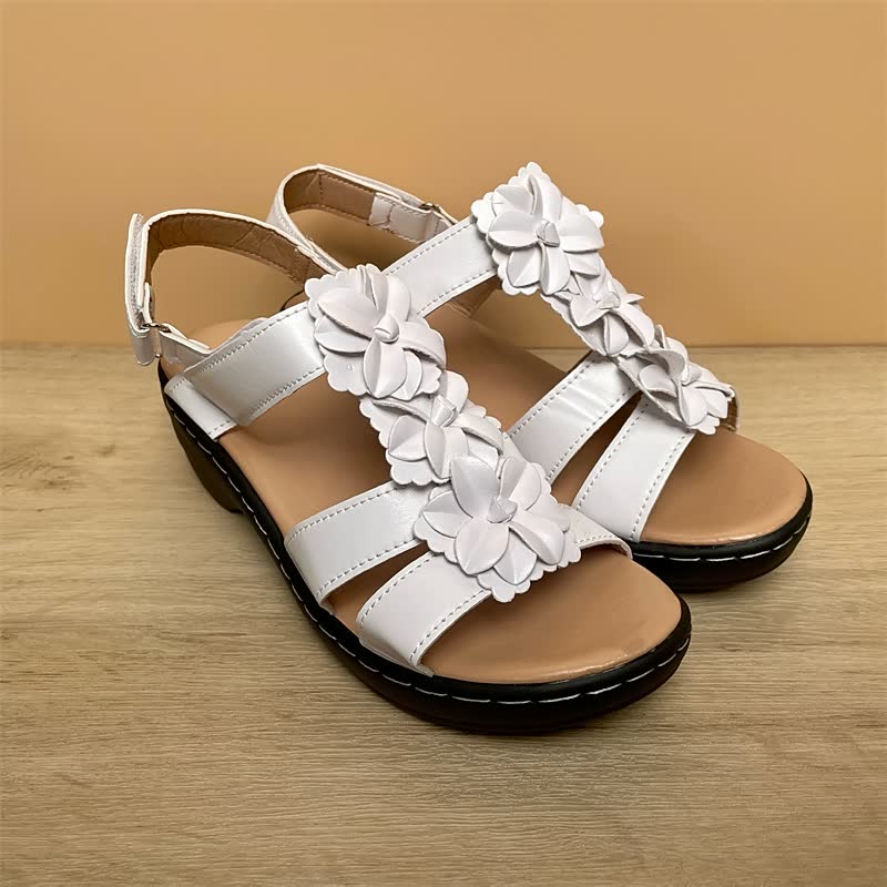 Women’s Comfort Sandals Floral Strap Wedge Sole Adjustable Slingback Summer Shoes