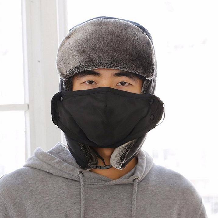Unisex Faux-Fur Trapper Hat – Full-Coverage Winter Cap with Detachable Face Mask