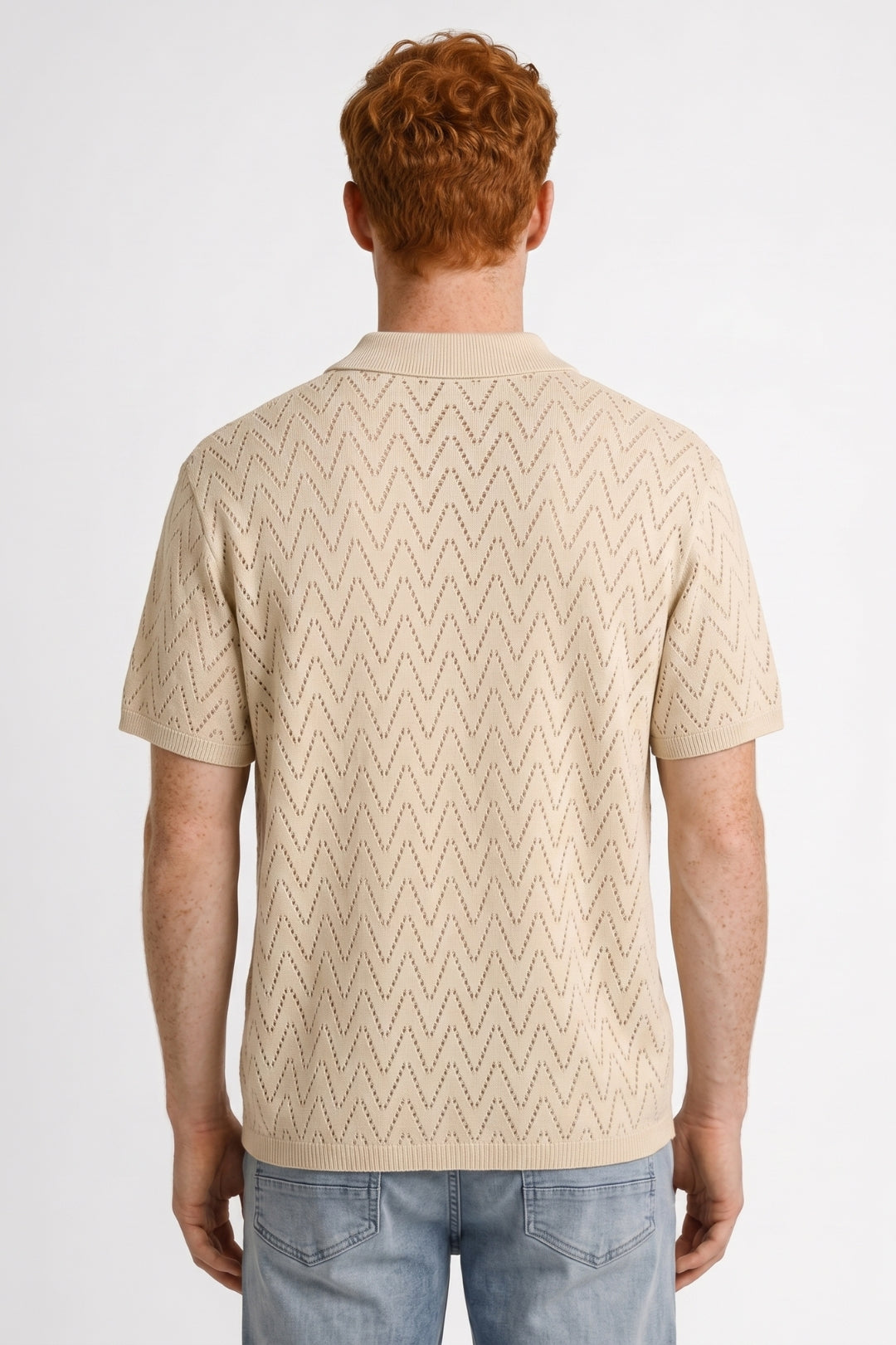 Camiseta de punto para hombre con botones y estampado tipo polo