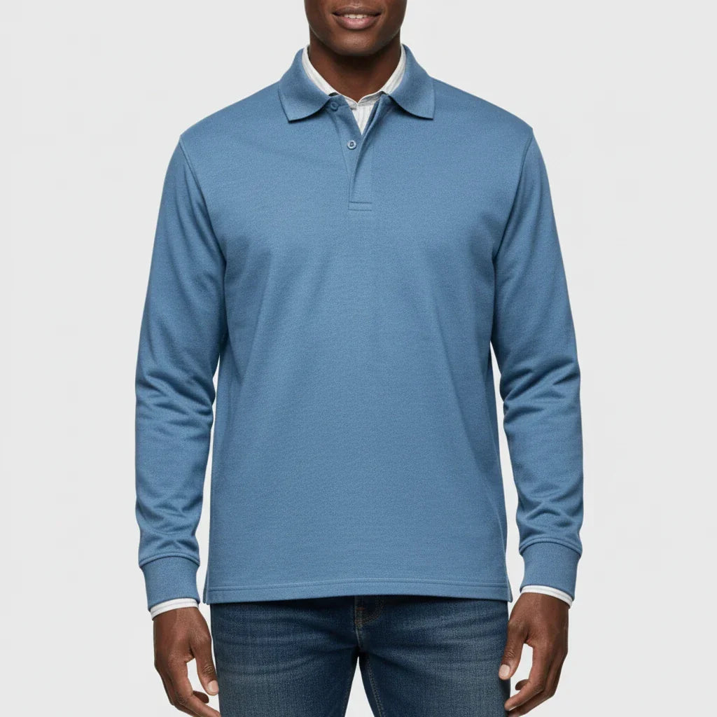 Men’s Long-Sleeve Polo Shirt – Smart Casual Top for Daily and Office Wear