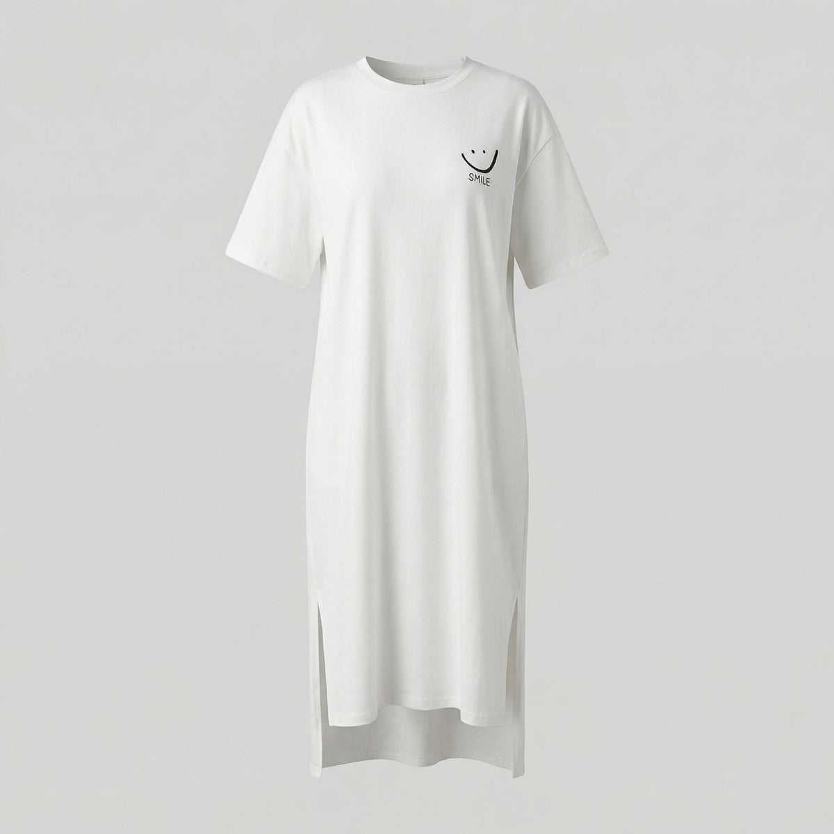 Robe midi décontractée pour femme, à manches courtes, avec poches et imprimé – Fentes latérales pour un style confortable au quotidien