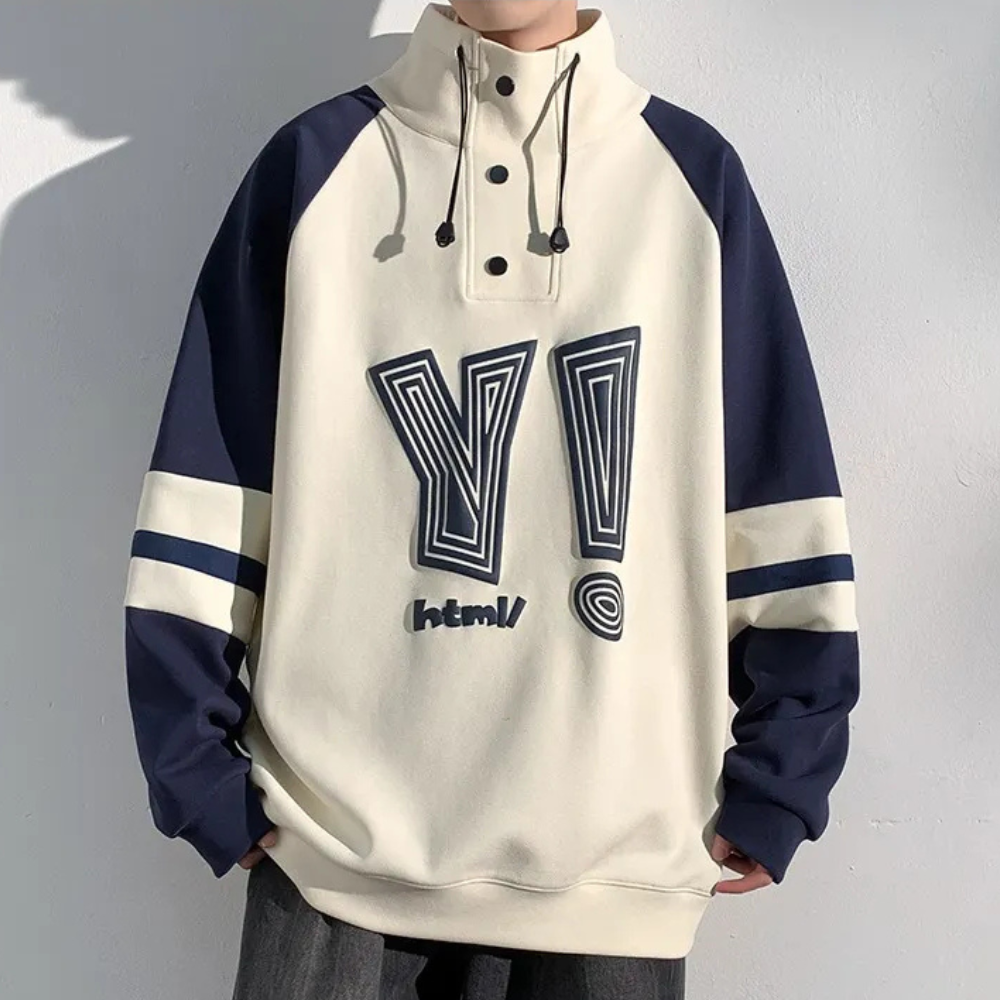 Sweatshirt de Homem com Estampa e Gola Alta