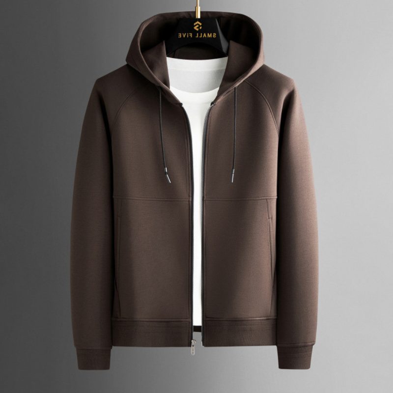 Men’s Zip-Up Tracksuit – Hooded Jacket and Jogger Set with Drawstring Waist for Casual Everyday Wear